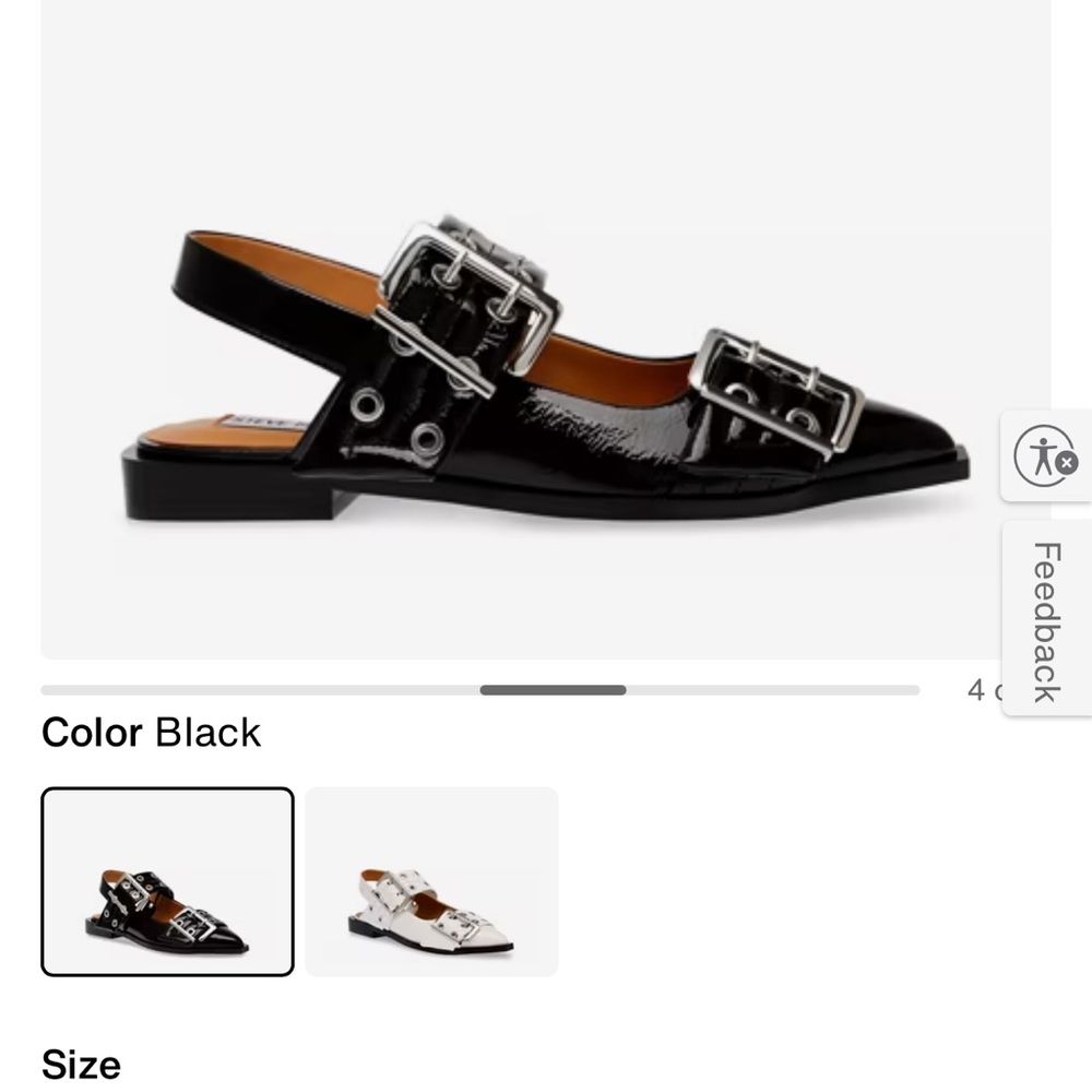 Steve Madden Black Flats with Silver Buckle